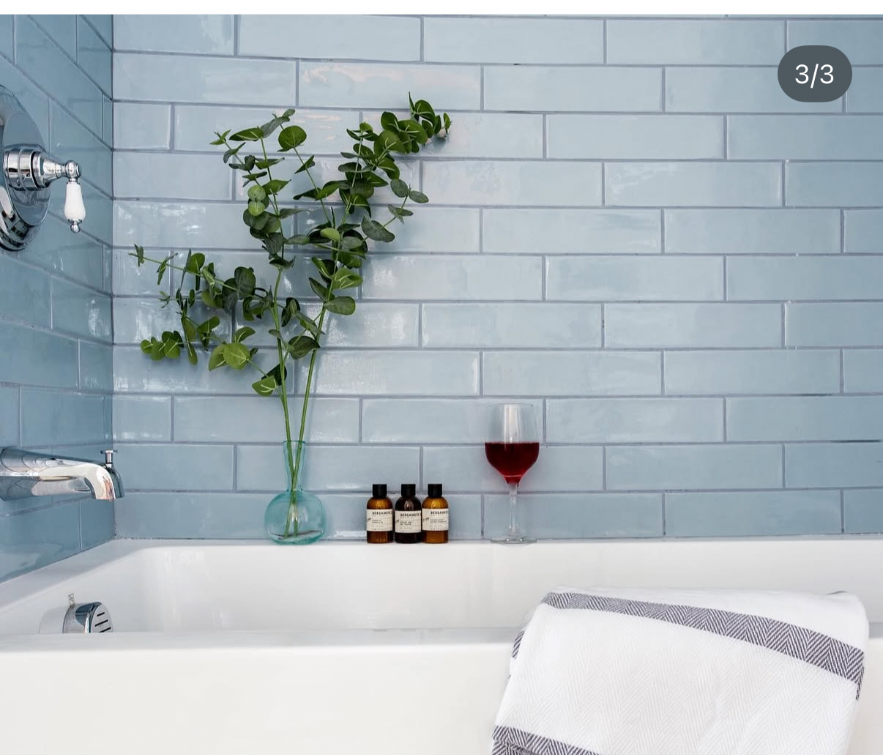 Bath detail with eucalyptus and tonics