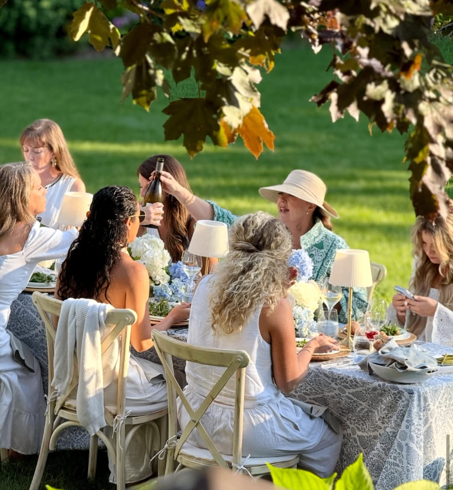 Long-table garden dinner under the maples