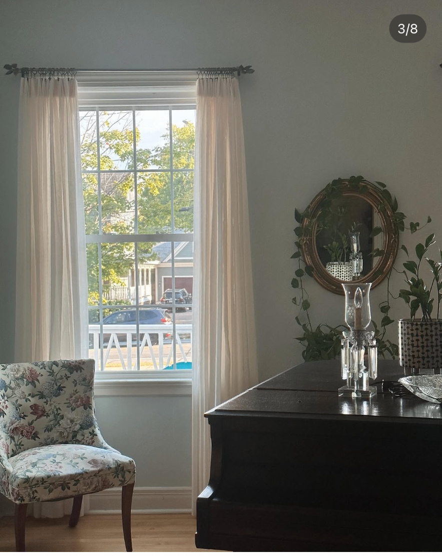 Parlor light through sheer curtains