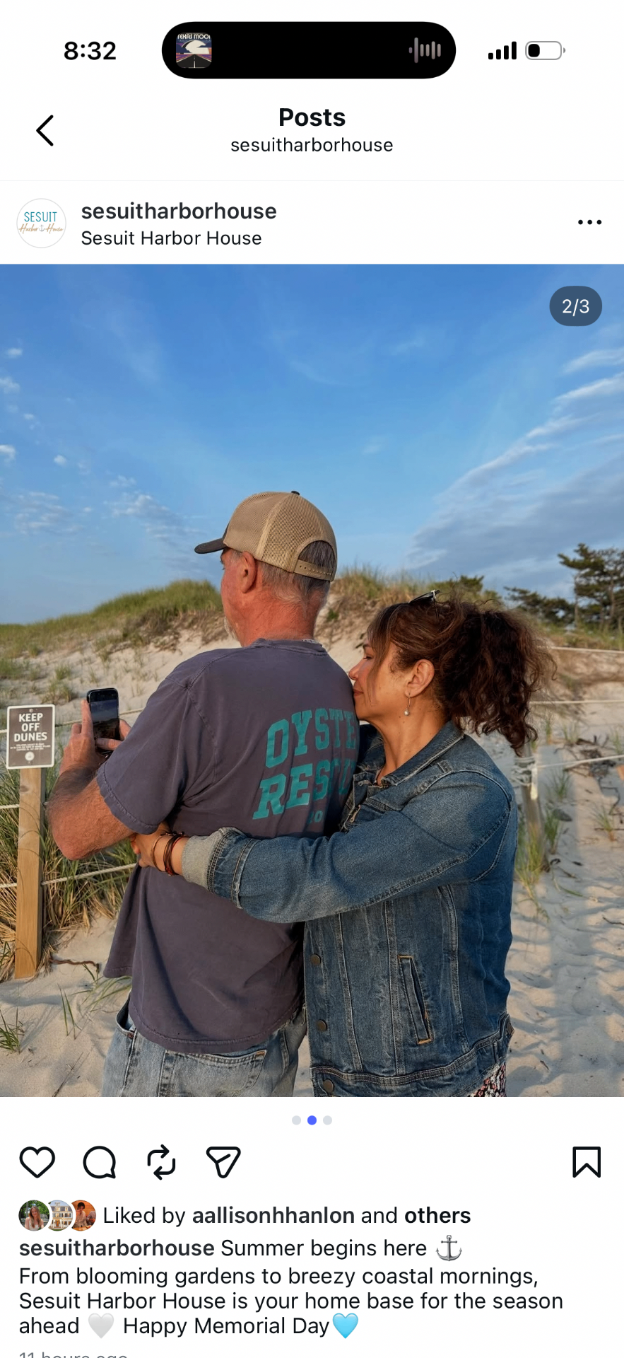 Guests on the dunes at sunset